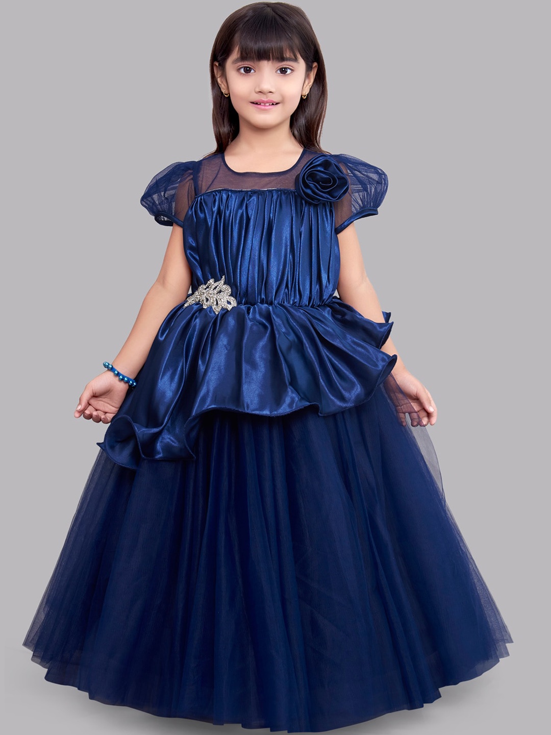 

Pink Chick Girls Navy Blue Satin Maxi Dress