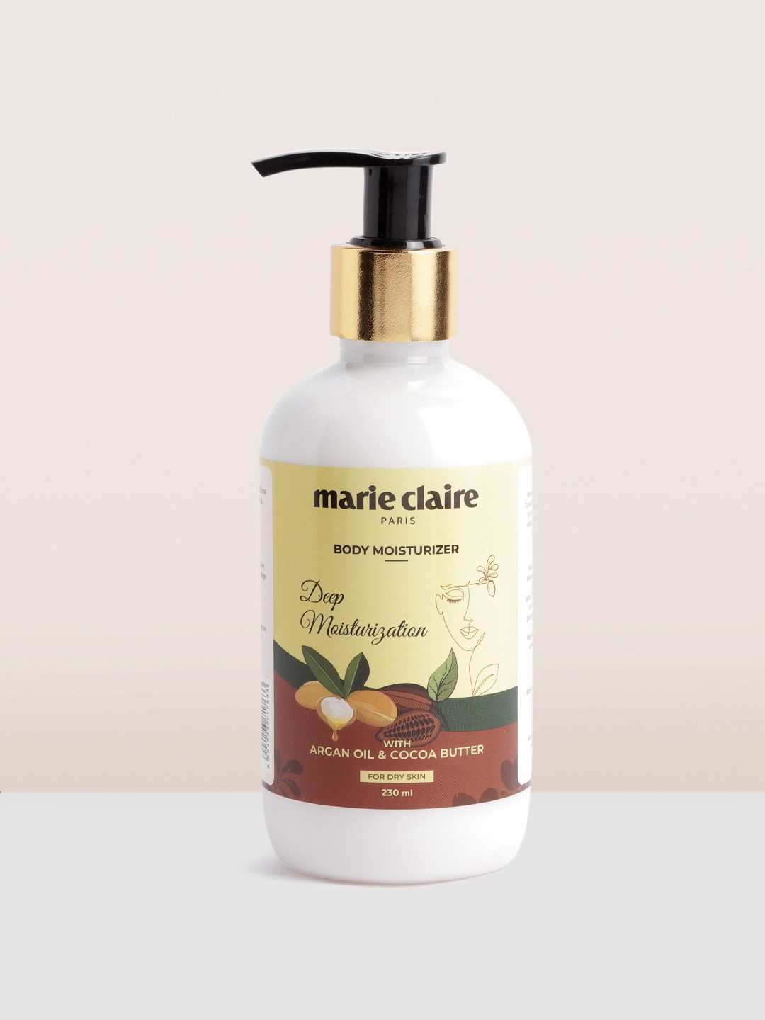

Marie Claire Deep Body Moisturizer with Argan Oil & Cocoa Butter for Dry Skin - 230ml, White