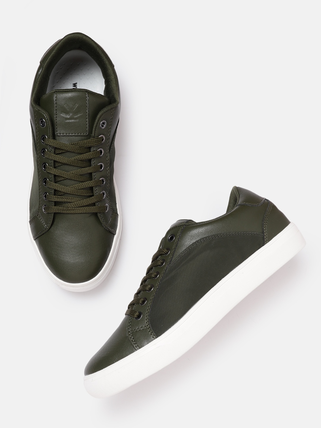 

WROGN Men Olive Green Solid Sneakers