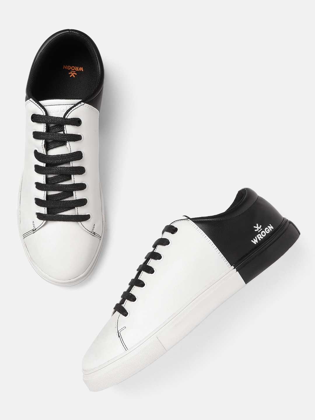 

WROGN Men White & Black Colourblocked Sneakers