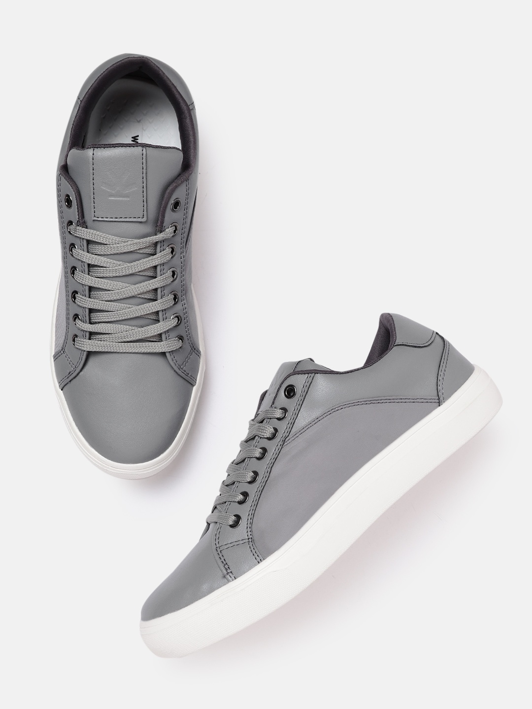 

WROGN Men Grey Solid Sneakers