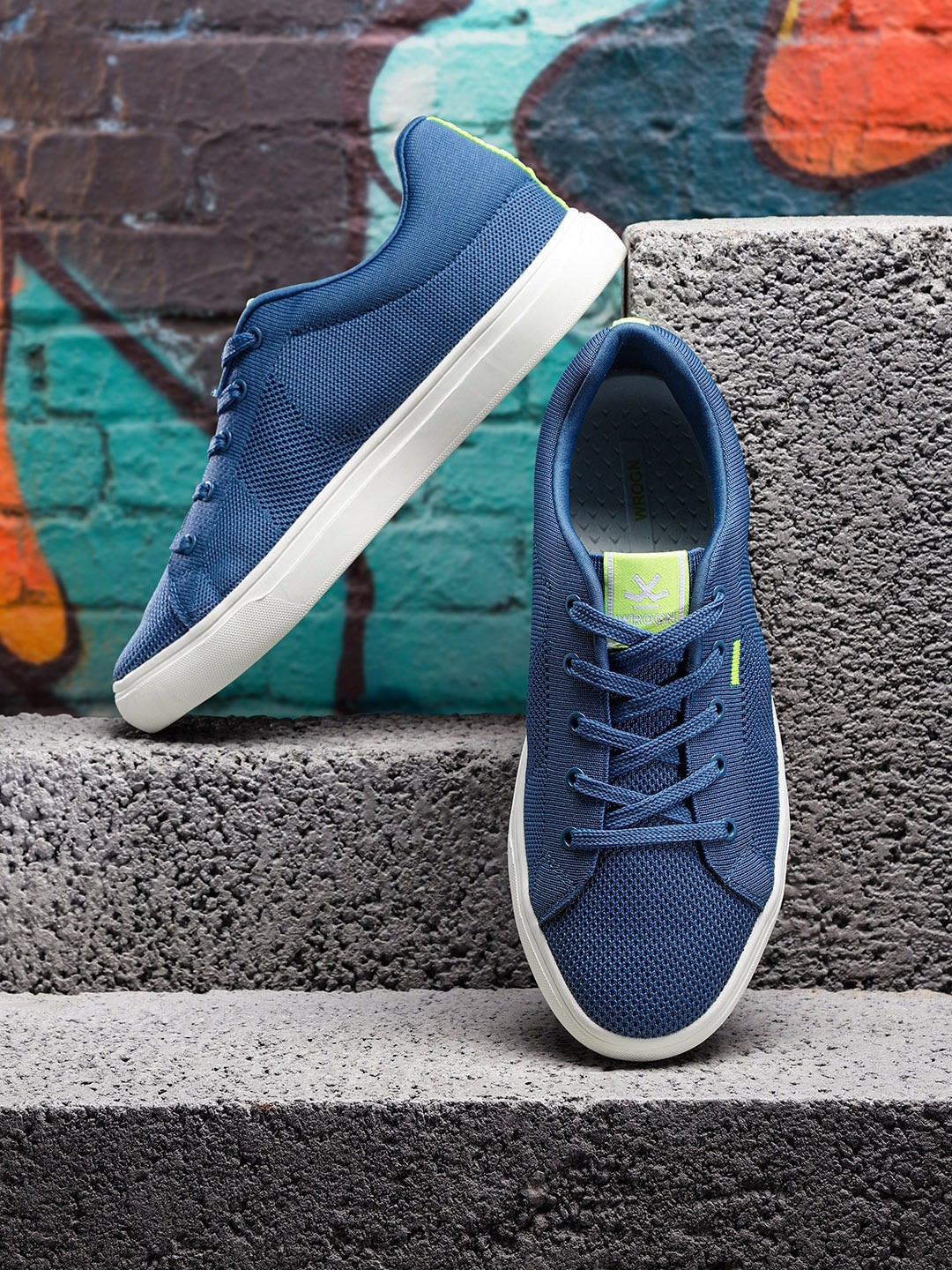

WROGN Men Blue Woven Design Sneakers