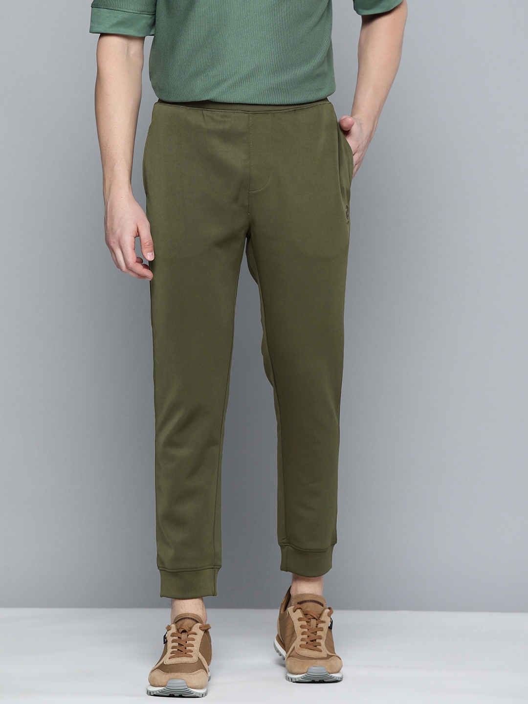 

ether Men Brand Logo Applique Detail Joggers, Olive