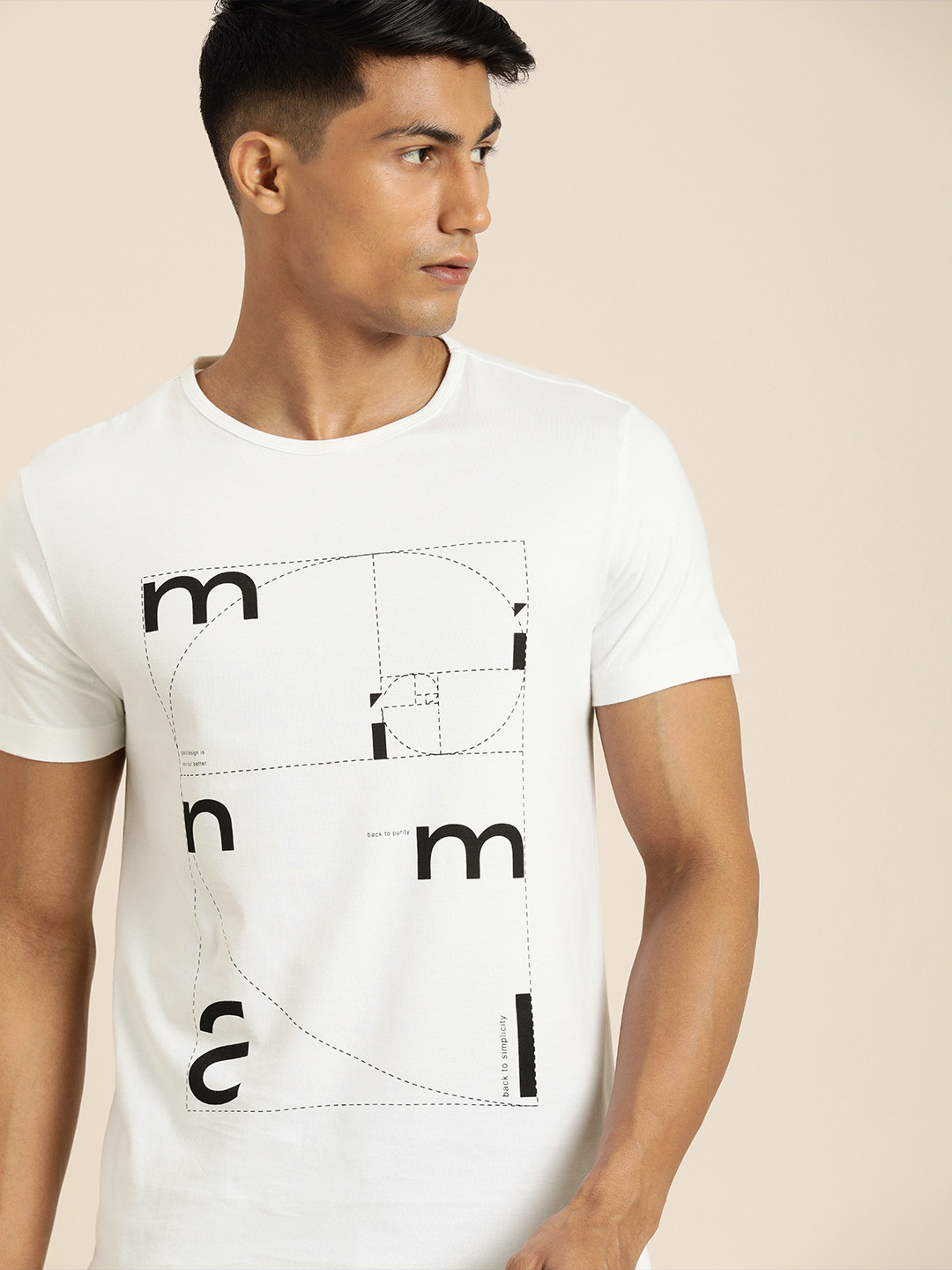 

ether Men White Typography Printed Pure Cotton T-shirt