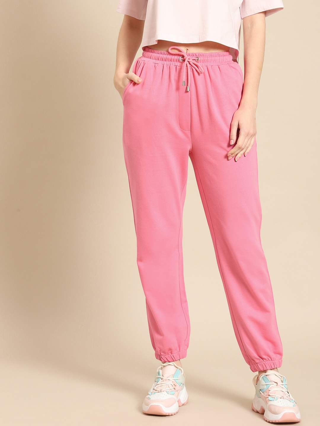 

COVER STORY Women Pink Cotton Joggers Trousers