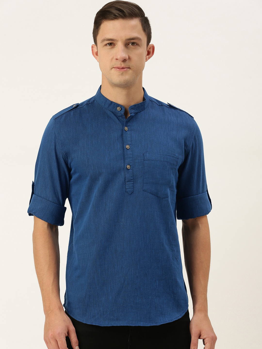 

IVOC Men Navy Blue Pure Cotton Kurta