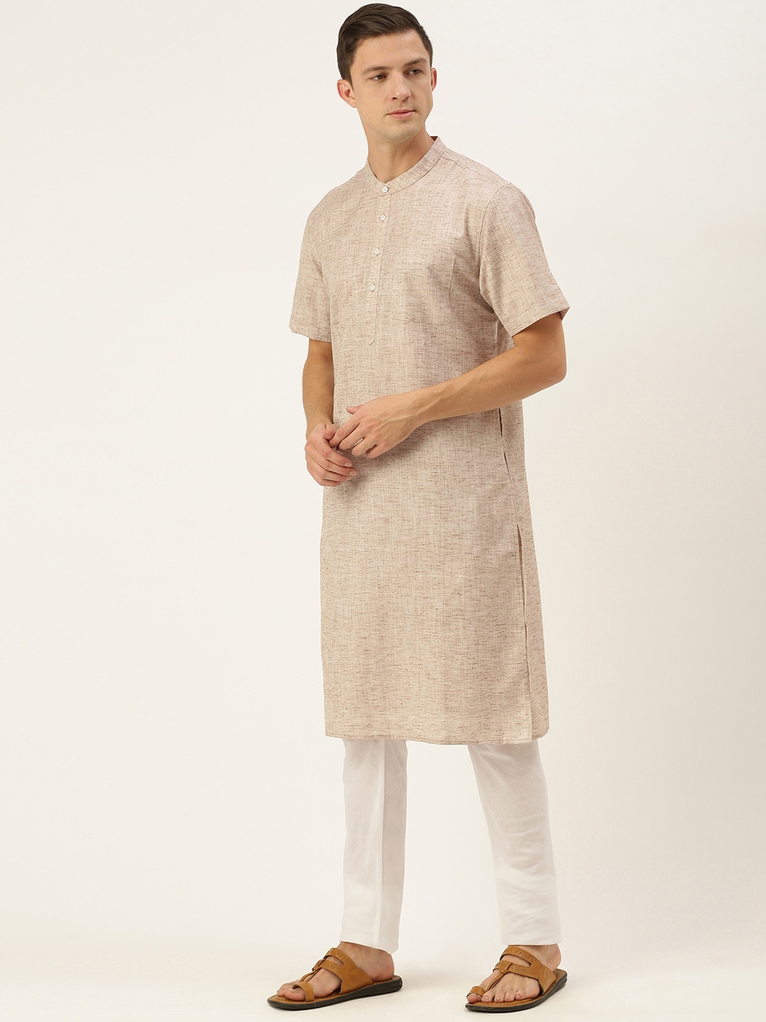 

IVOC Men Beige Straight Kurta