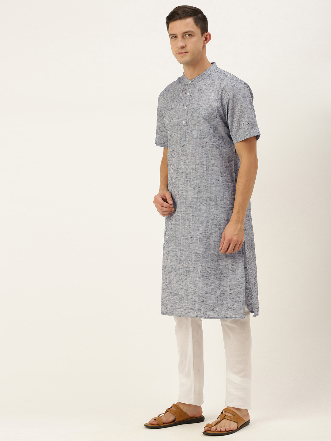 

IVOC Men Grey Straight Kurta