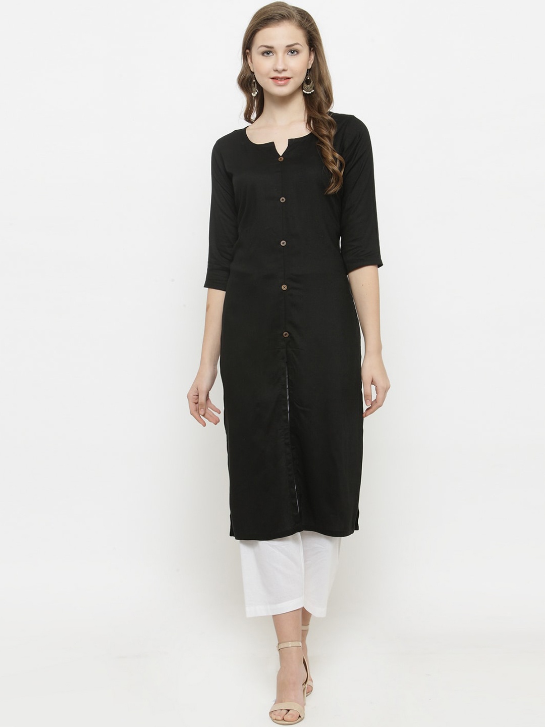 

Sayesha Women Black Solid Round Neck Straight Kurta