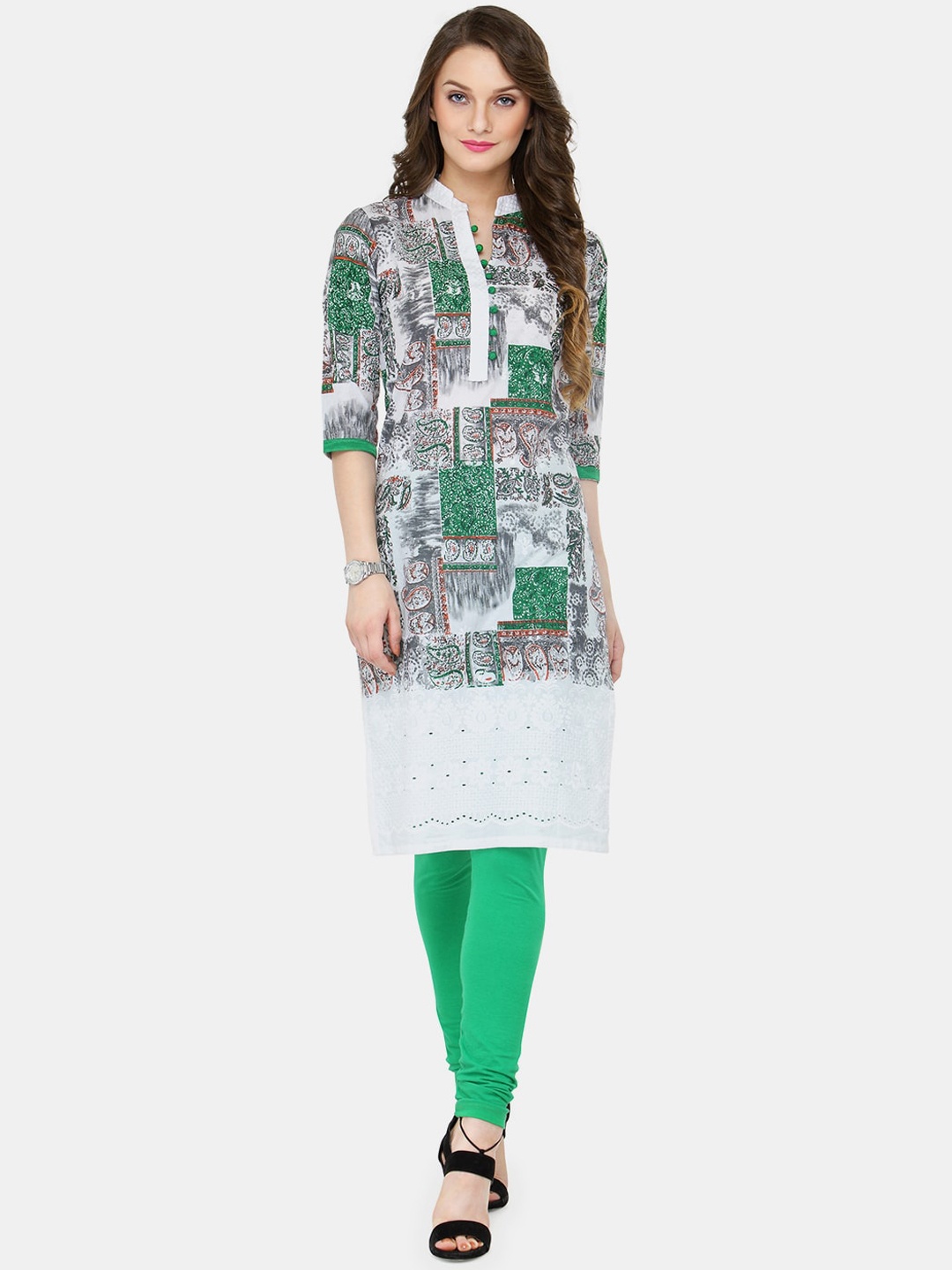 

Sayesha Women Green Geometric Printed Geometric Pure Cotton Kurta