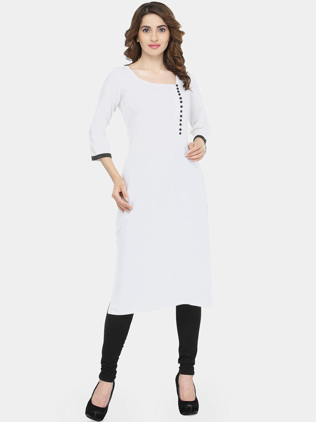 

Sayesha Women White & Black Straight Kurta