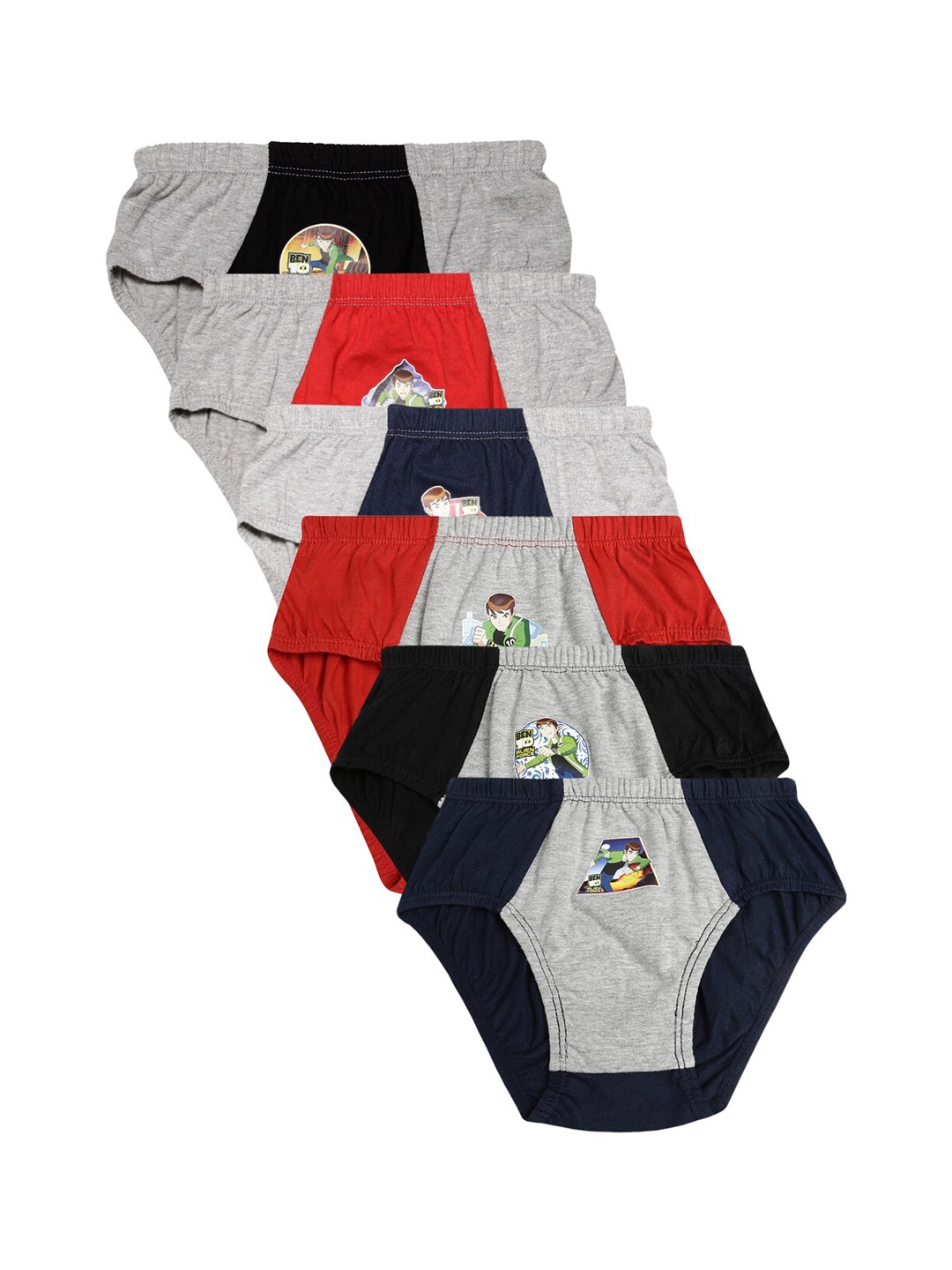 

Red Rose Boys Pack Of 6 Colourblocked Cotton Basic Briefs, Navy blue