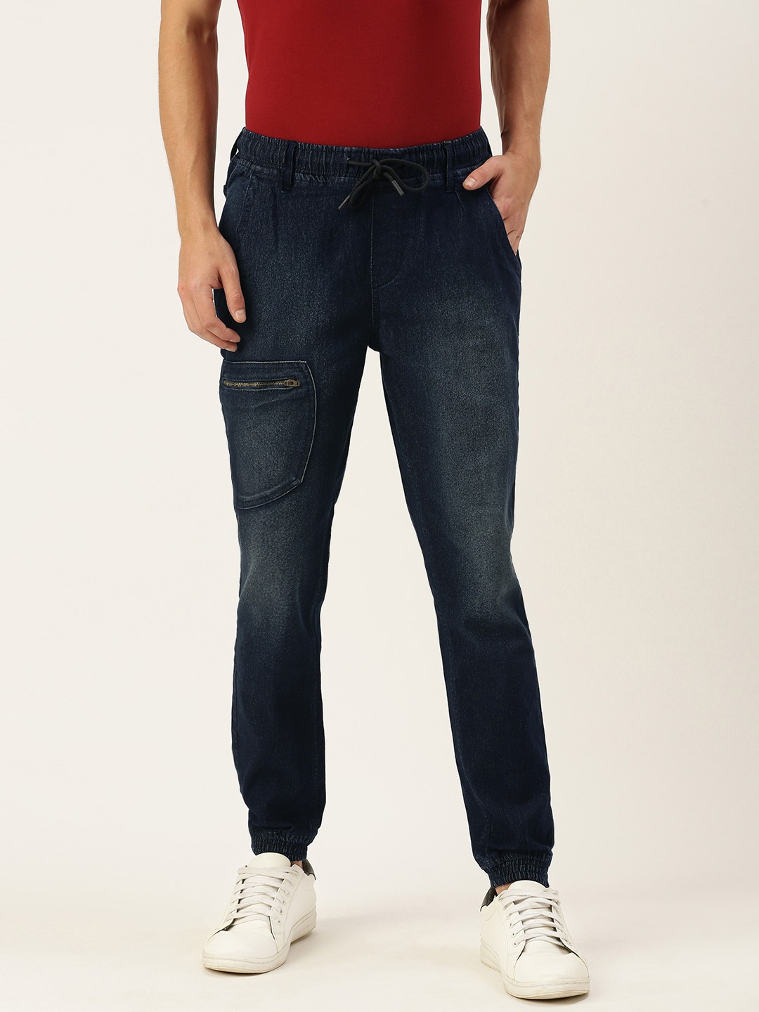 

IVOC Men Navy Blue Comfort Fit Light Fade Slim-Fit Stretchable Joggers