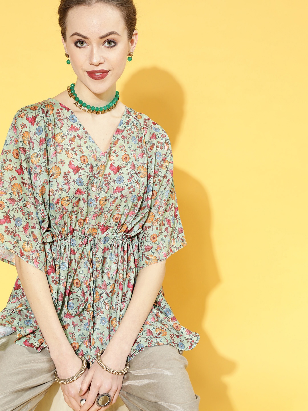 

InWeave Green Floral Print Top
