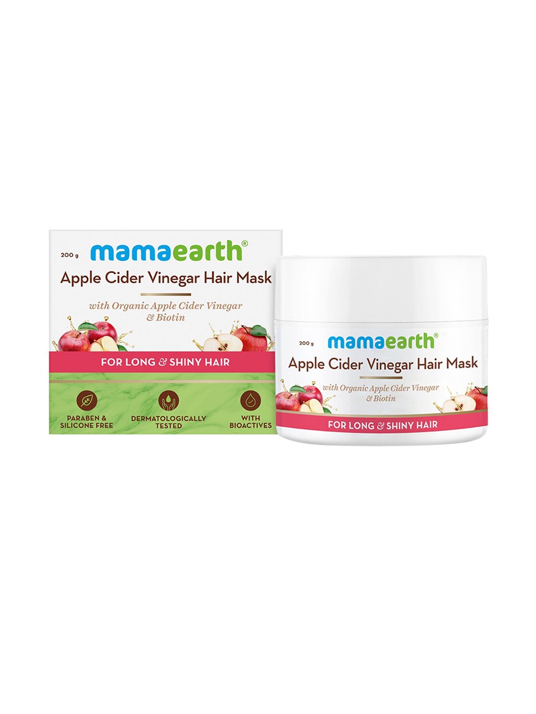

Mamaearth Apple Cider Vinegar Hair Mask with Organic Apple Cider Vinegar & Biotin - 200 g, Off white