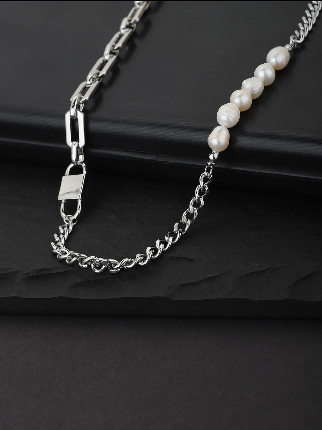 

Carlton London Women Silver-Plated & White Beaded Necklace