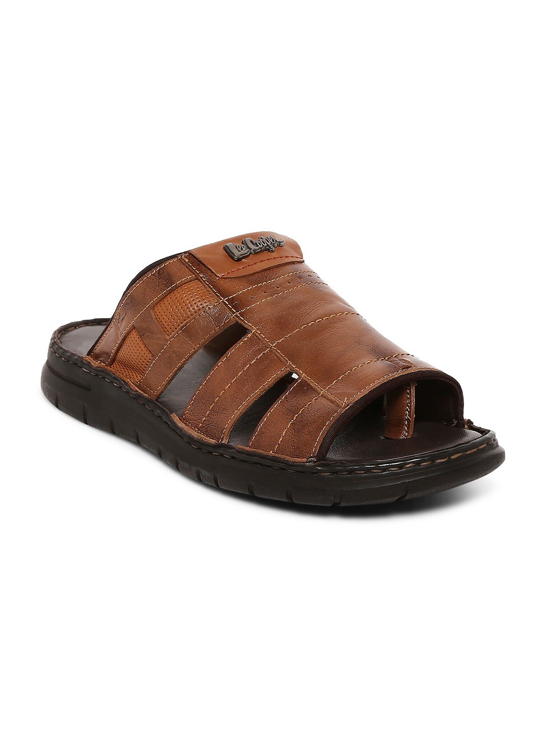 

Lee Cooper Men Tan Leather Comfort Sandals