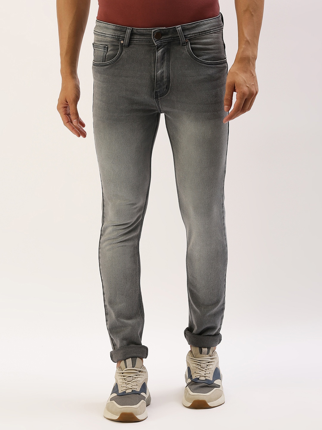 

High Star Men Grey Slim Fit Light Fade Stretchable Jeans