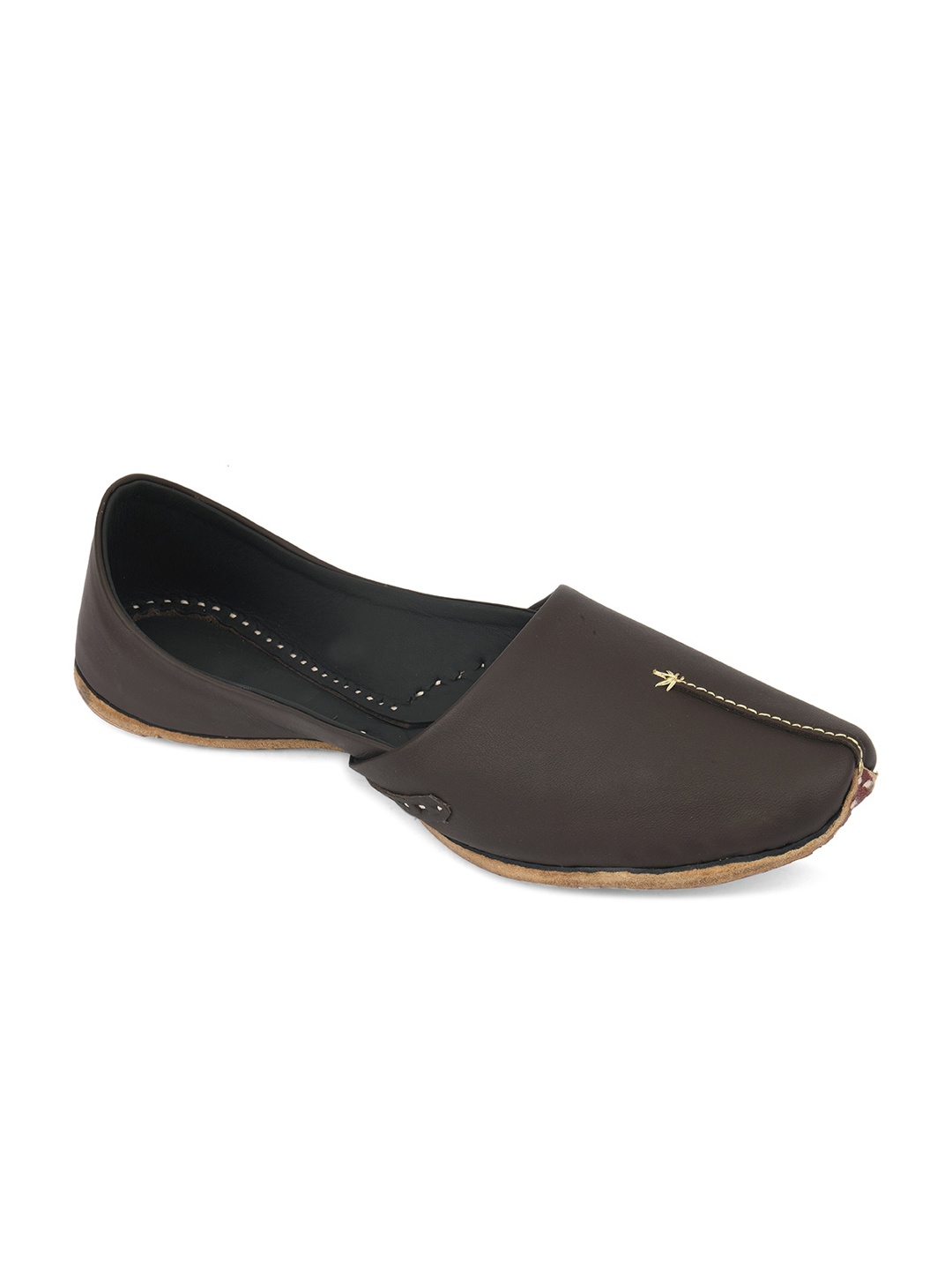 

DESI COLOUR Men Coffee Brown Leather Mojaris