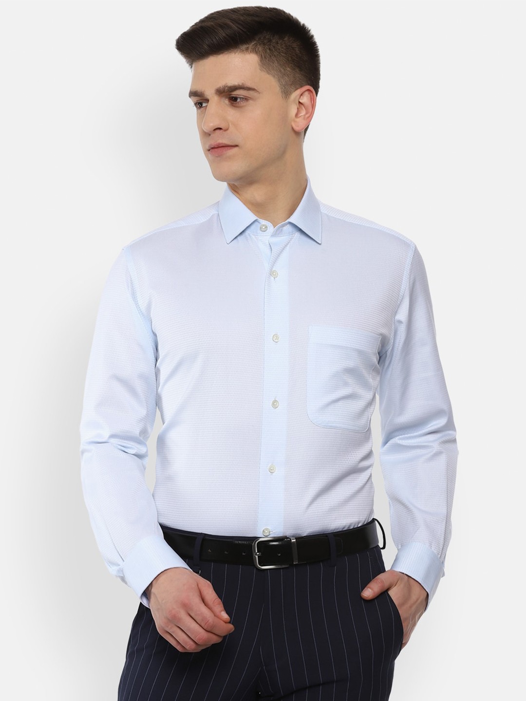 

Luxure by Louis Philippe Men Blue Pure Cotton Regular Fit Formal Shirt