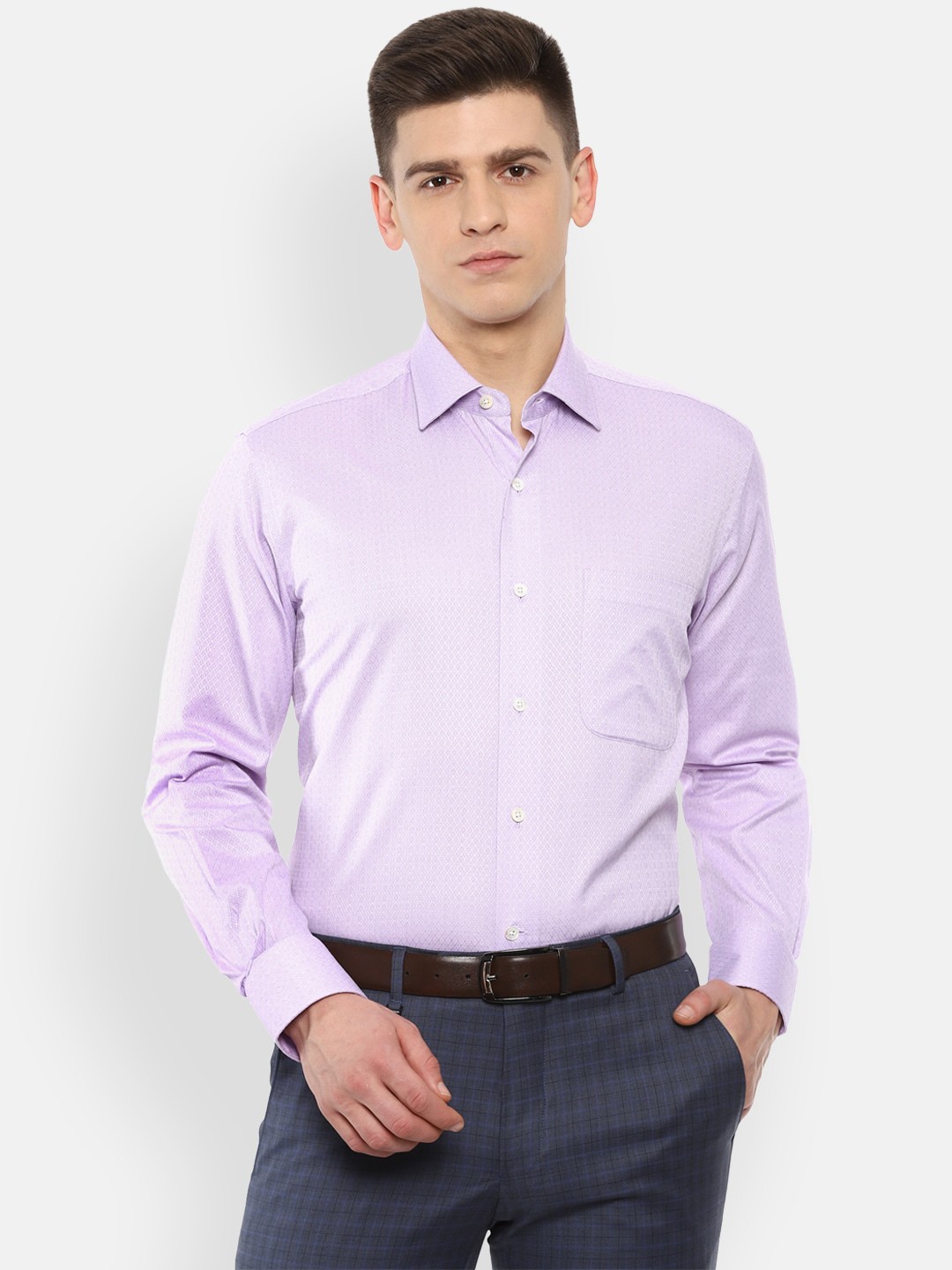 

Luxure by Louis Philippe Men Purple Textured Pure Cotton Regular Fit Formal Shirt
