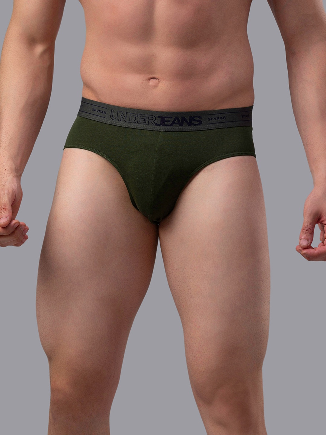 

Underjeans by Spykar Men Cotton Blend Brief, Olive