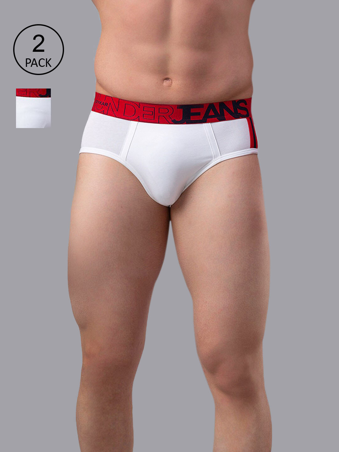 

Underjeans by Spykar Men Pack of 2 Cotton Blend Brief, White