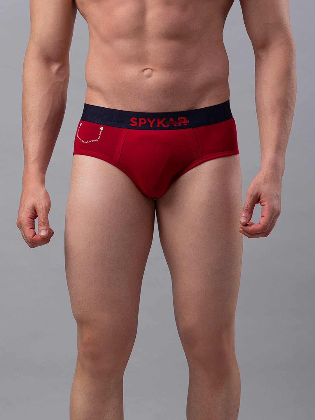 

UnderJeans by Spykar Men Maroon Solid Cotton Blend Basic Briefs
