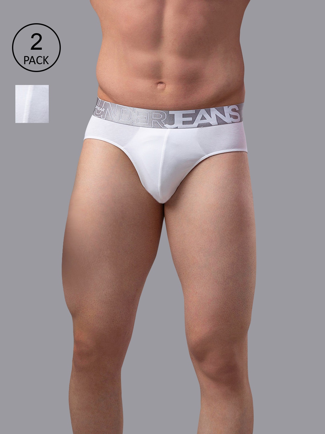 

Underjeans by Spykar Men Pack of 2 Cotton Blend Brief, White