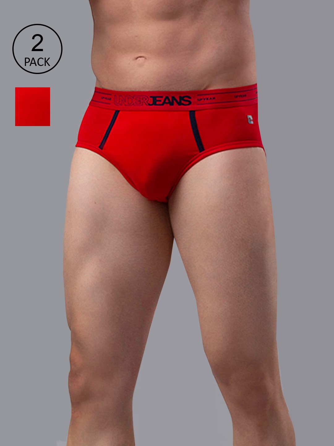 

UnderJeans by Spykar Men Pack of 2 Cotton Blend Briefs, Red