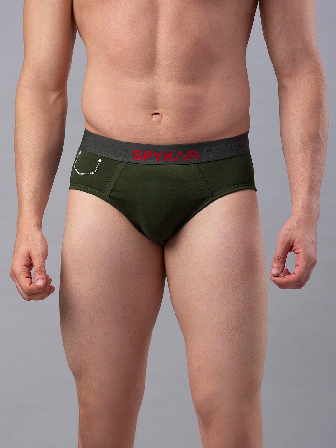 

UnderJeans by Spykar Men Cotton Blend Brief, Olive