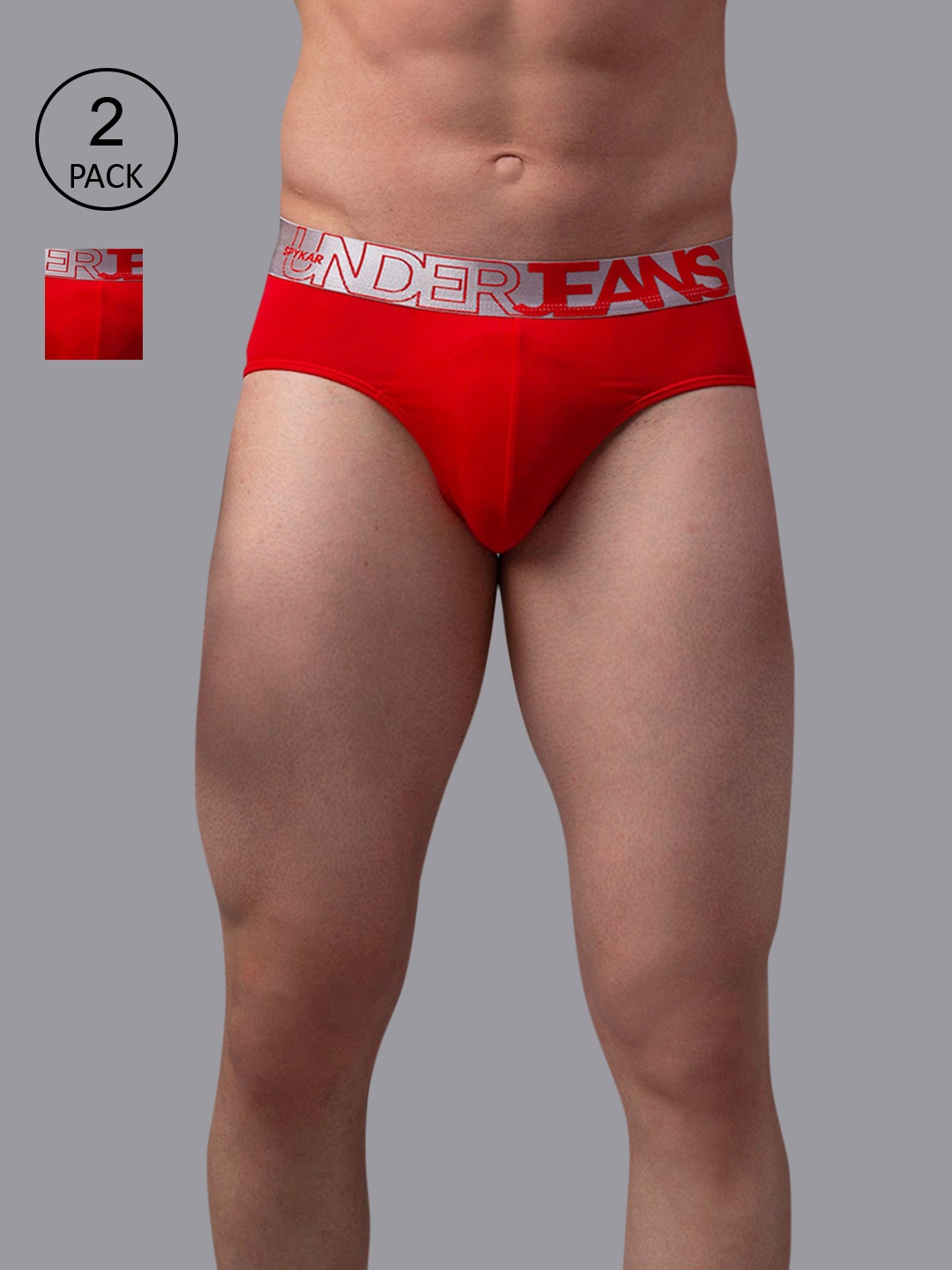 

UnderJeans by Spykar Men Pack Of 2 Cotton Blend Brief, Red