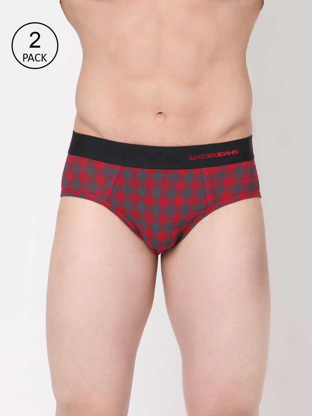 

Underjeans by Spykar Men Pack of 2 Cotton Blend Brief, Maroon