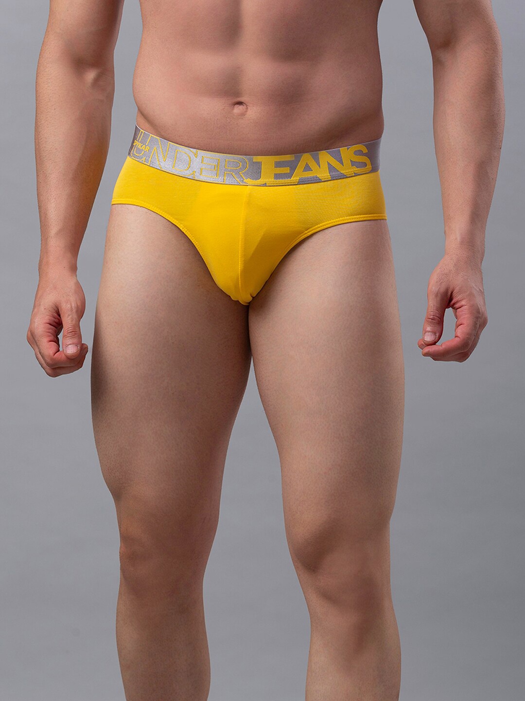 

Underjeans by Spykar Men Yellow Cotton Blend Brief