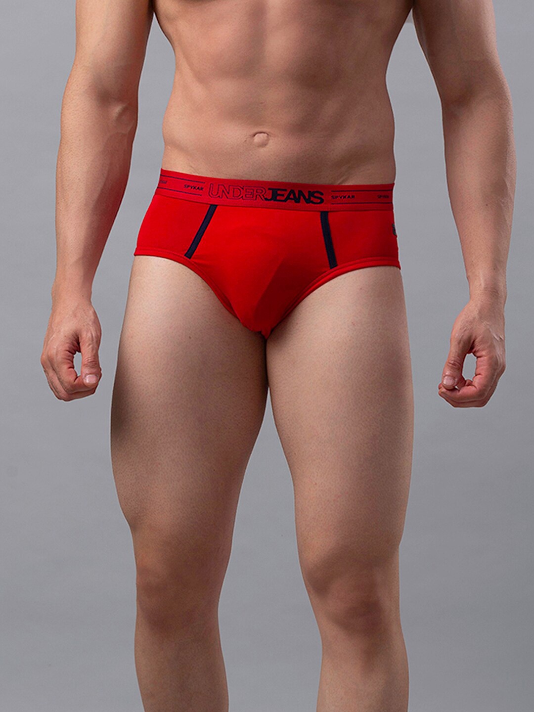 

Underjeans by Spykar Men Cotton Blend Brief, Red