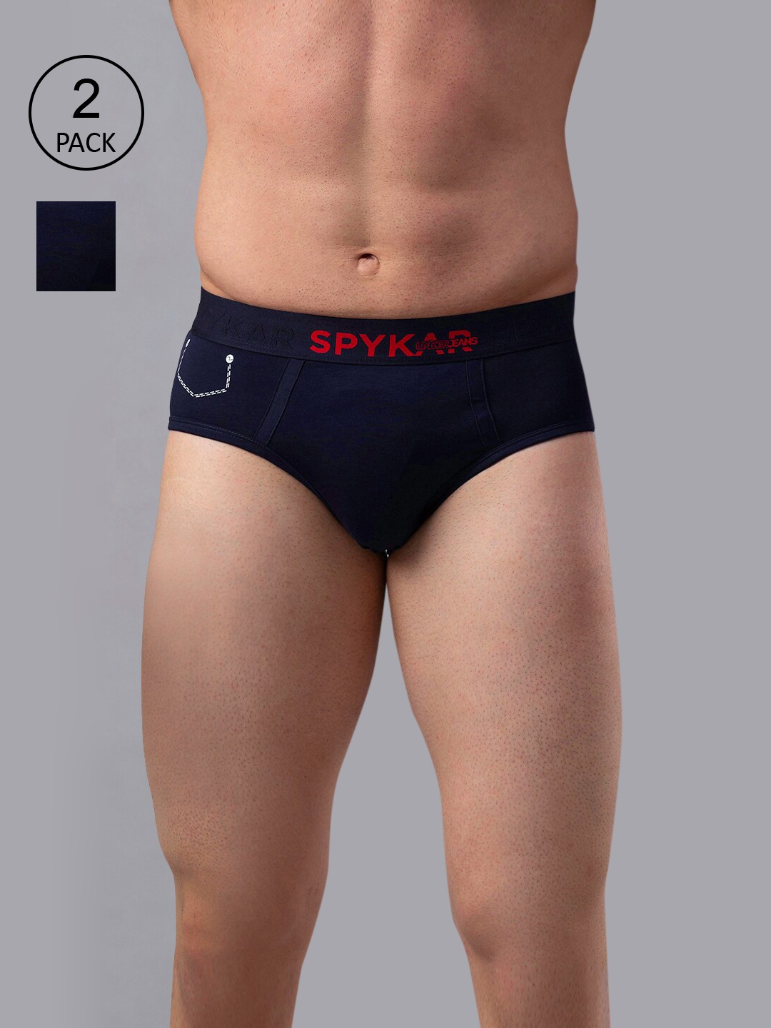 

UnderJeans by Spykar Men Pack of 2 Cotton Blend Brief, Navy blue