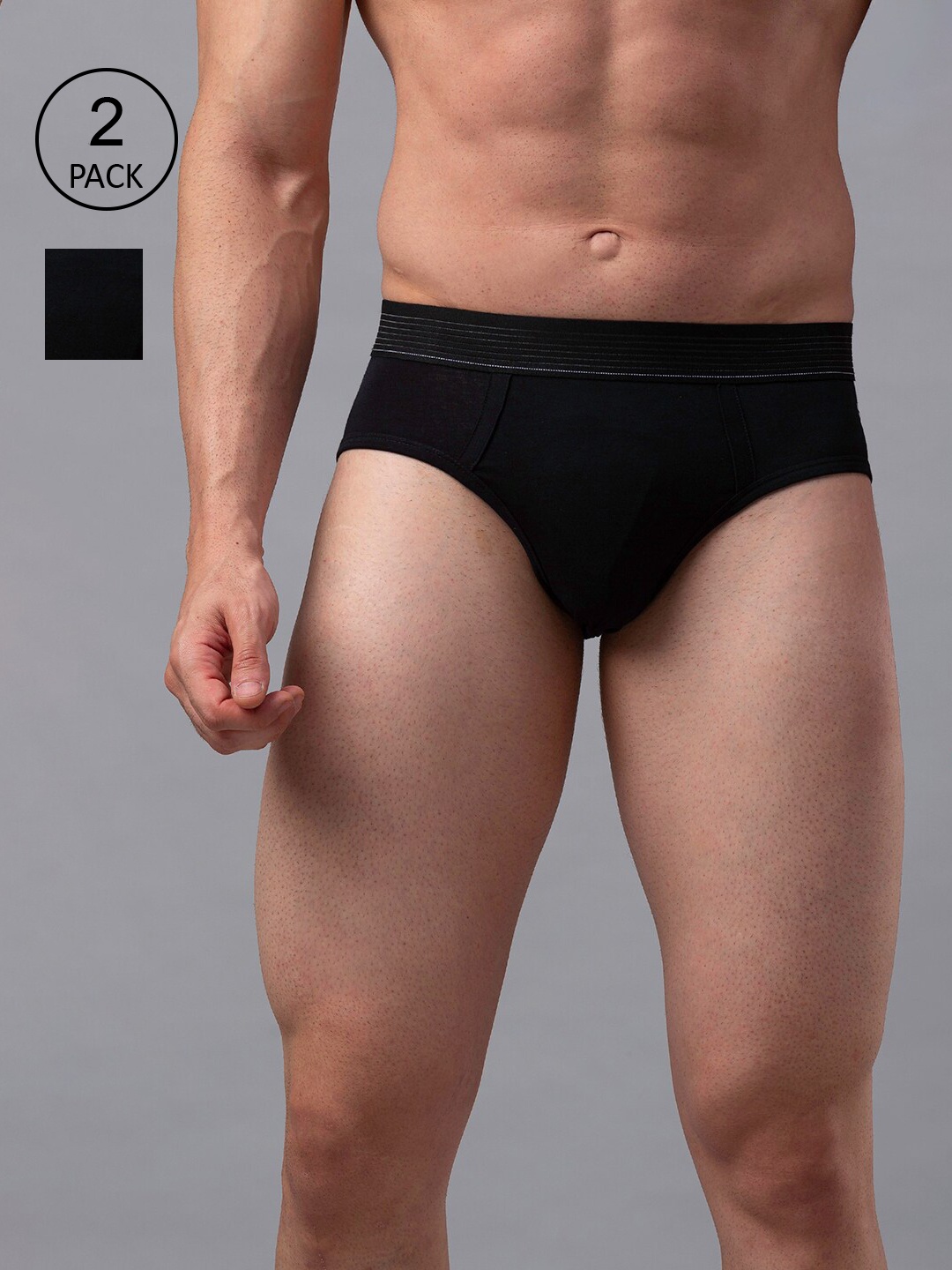 

Underjeans by Spykar Men Pack of 2 Cotton Blend Brief, Black