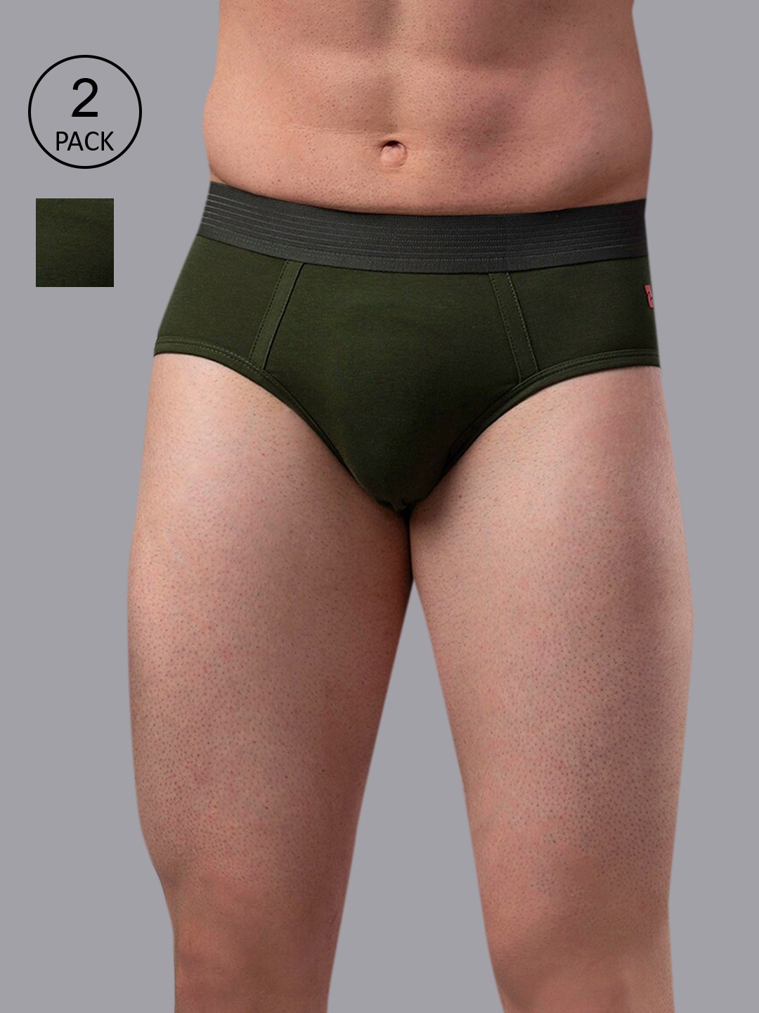 

Underjeans by Spykar Men Pack of 2 Cotton Blend Brief, Olive