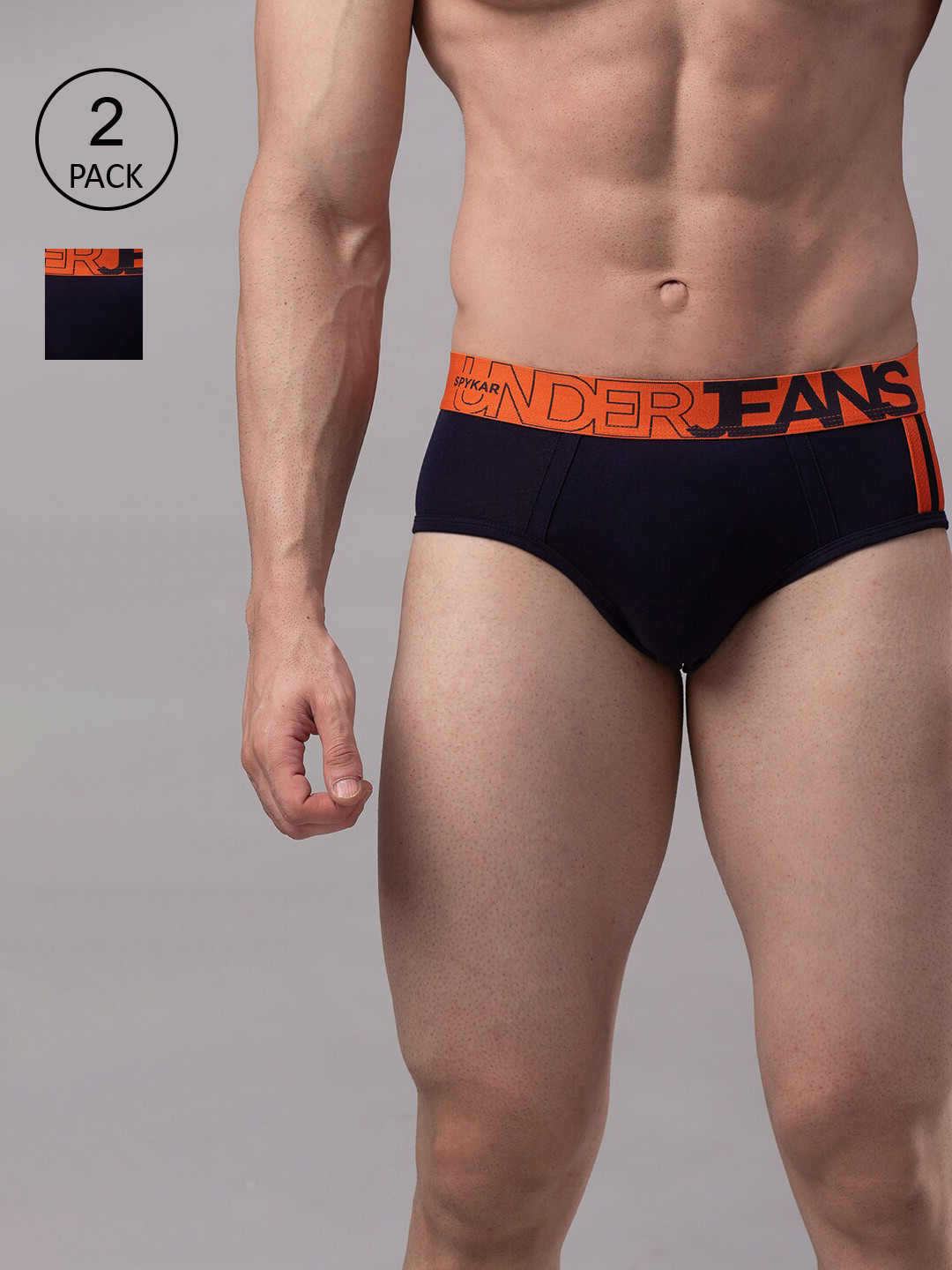 

UnderJeans by Spykar Men Pack of 2 Cotton Blend Brief, Navy blue