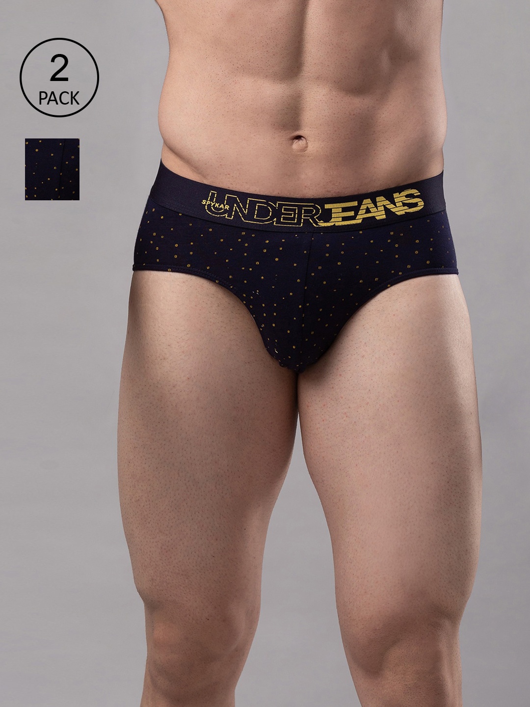 

UnderJeans by Spykar Men Pack of 2 Cotton Blend Brief, Navy blue