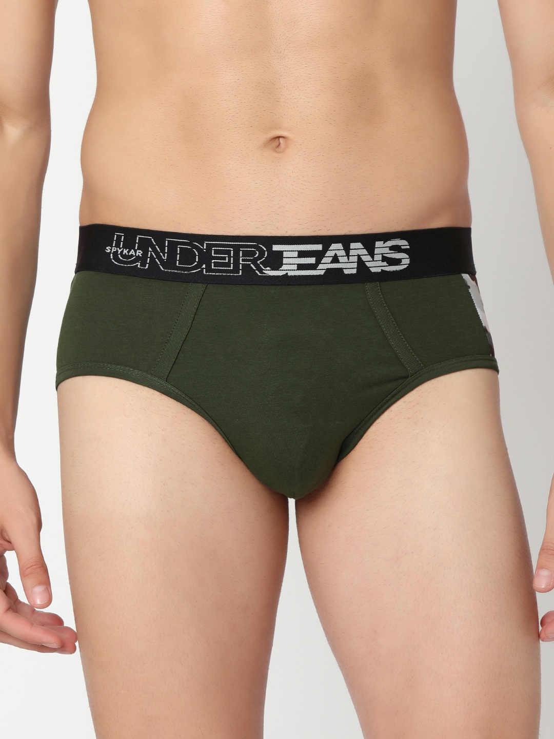 

UnderJeans by Spykar Men Cotton Blend Brief, Olive