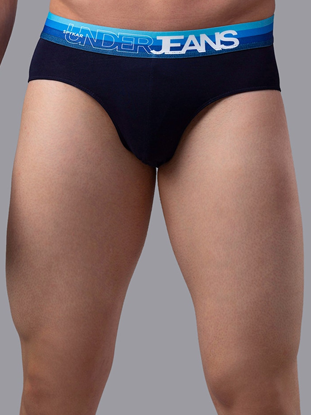 

Underjeans by Spykar Men Cotton Blend Brief, Navy blue