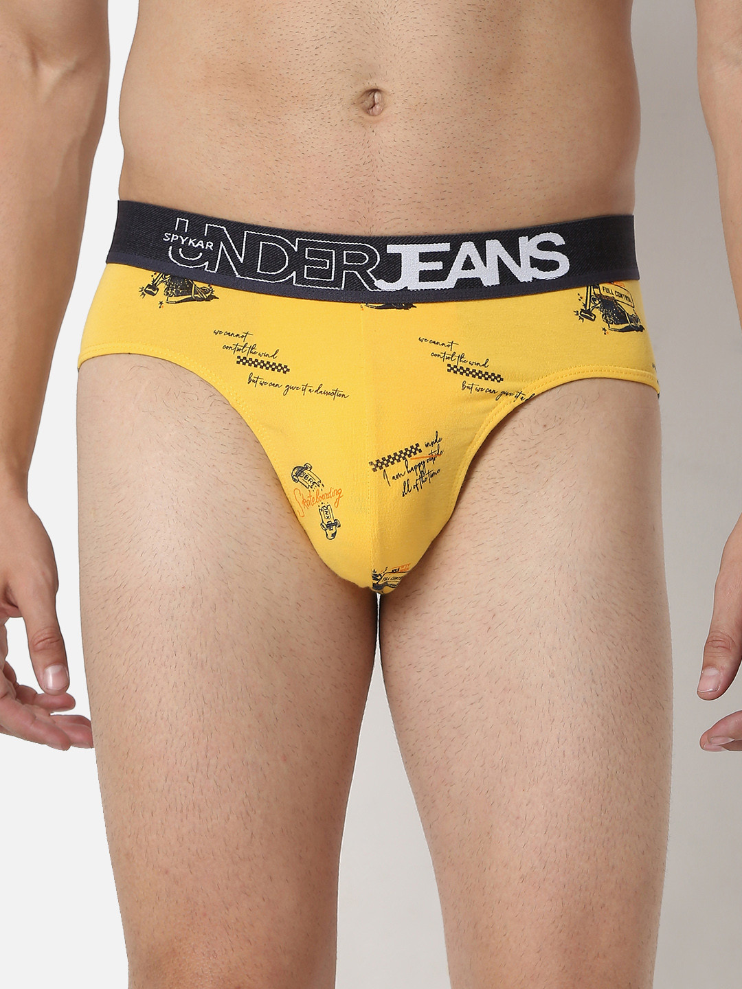 

UnderJeans by Spykar Men Cotton Blend Brief, Yellow