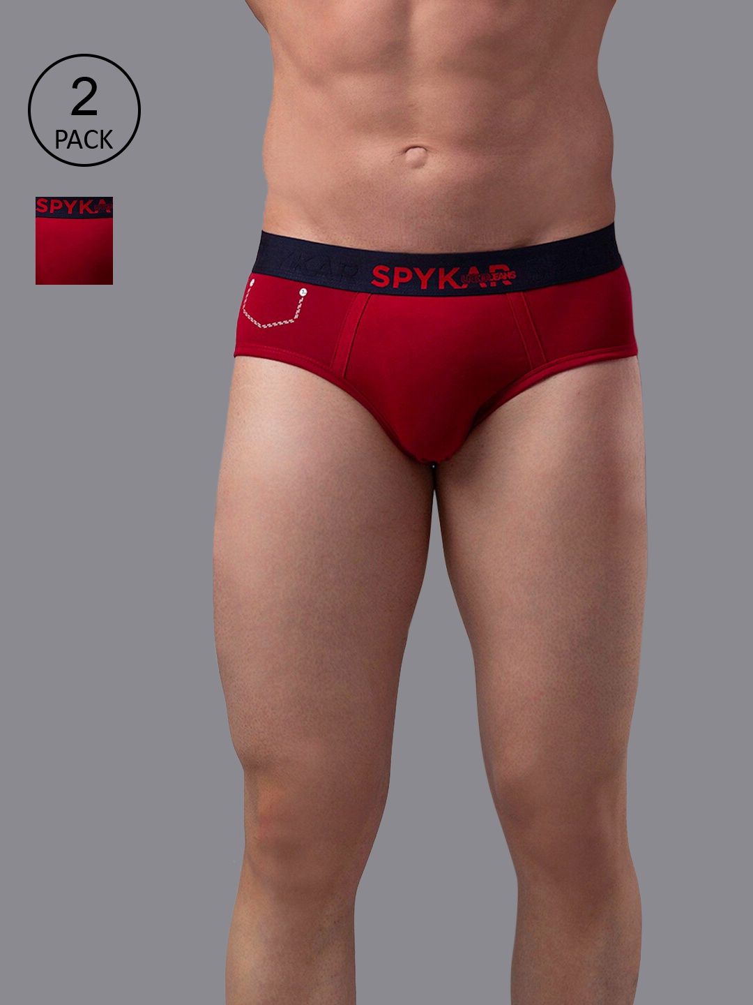 

Underjeans by Spykar Men Pack of 2 Cotton Blend Brief, Maroon