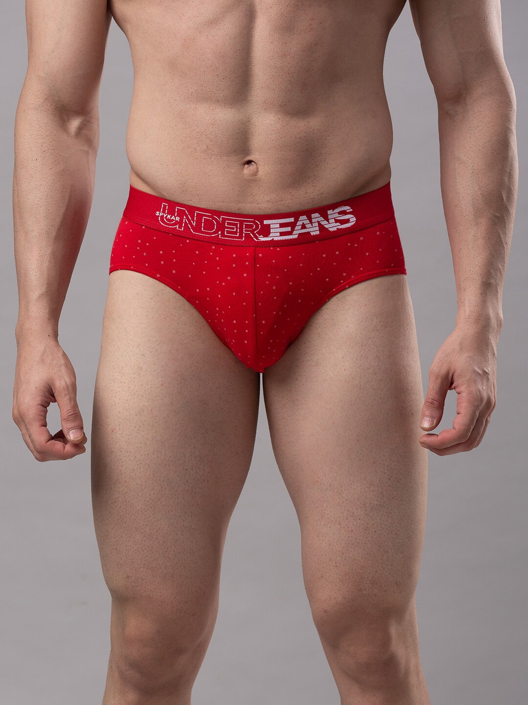 

UnderJeans by Spykar Men Cotton Blend Brief, Red