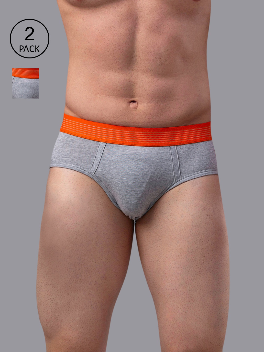 

UnderJeans by Spykar Men Pack Of 2 Cotton Blend Brief, Grey