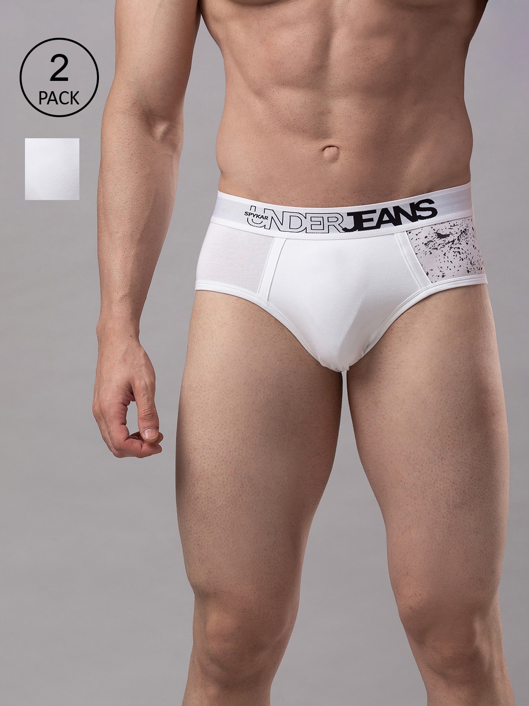 

Underjeans by Spykar Men Pack of 2 Cotton Blend Brief, White