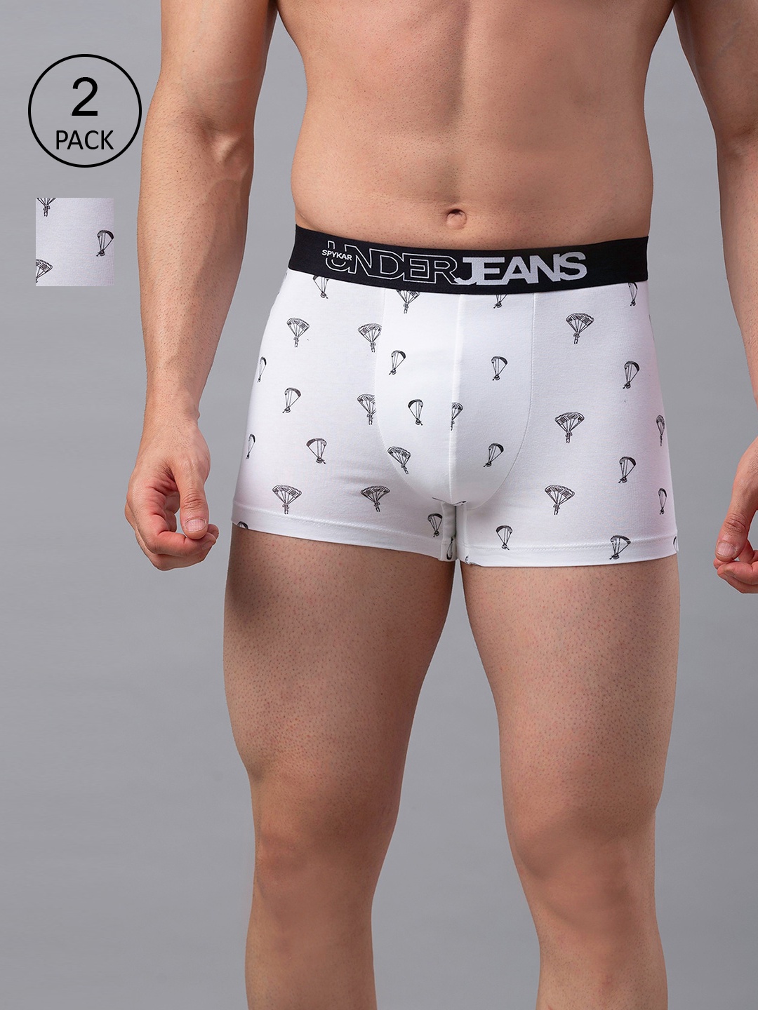 

UnderJeans by Spykar Men Pack Of 2 Cotton Blend Trunk, White