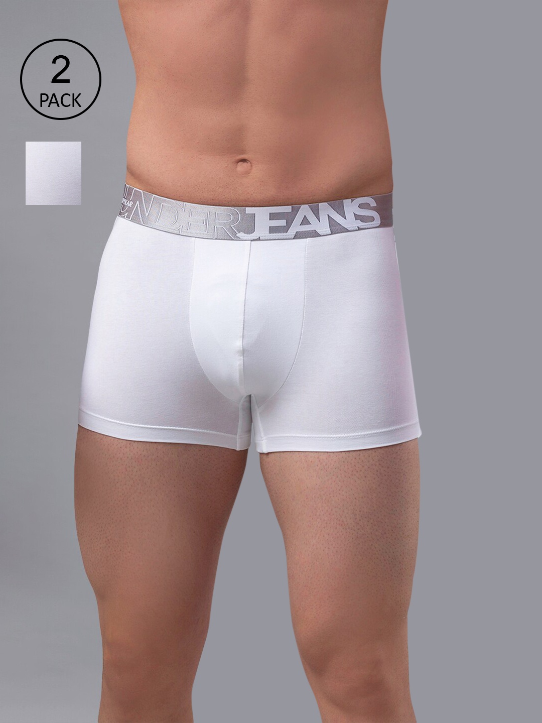 

Underjeans by Spykar Men Cotton Blend Pack of 2 Trunk, White