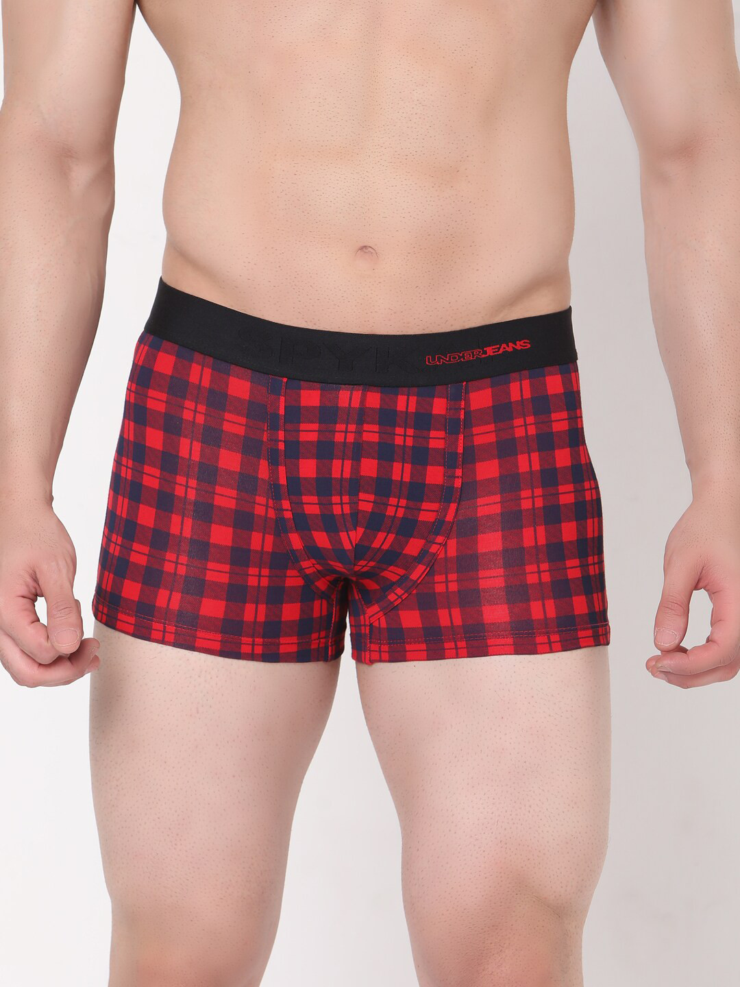 

UnderJeans by Spykar Men Red & Blue Checked Cotton Blend Trunk UJNPTS036BLUECHECK